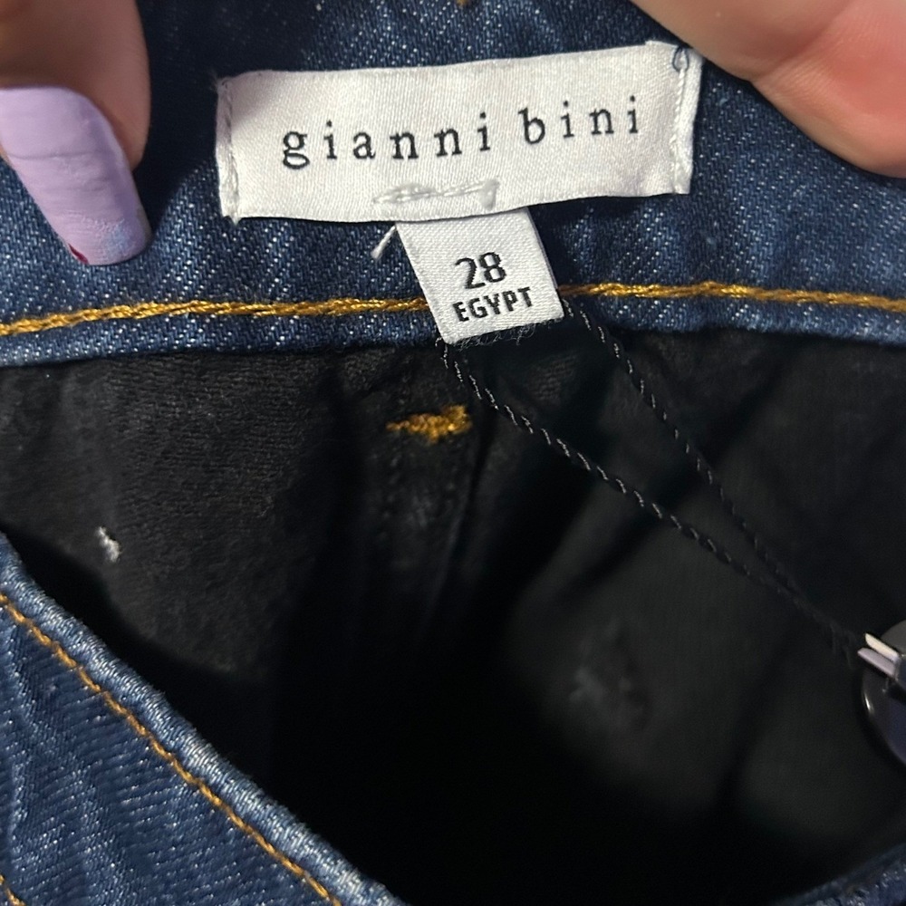 Gianni Bini Theo Two Tone Black Blue Denim Straight Leg Jeans Womens 28 NEW - Picture 3 of 6